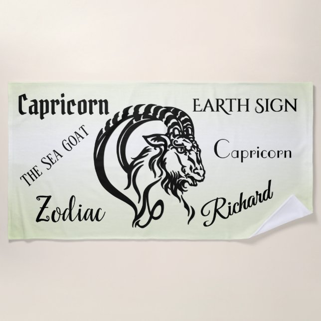Capricorn-Meerziege Zodiac Green Strandtuch (Vorderseite)