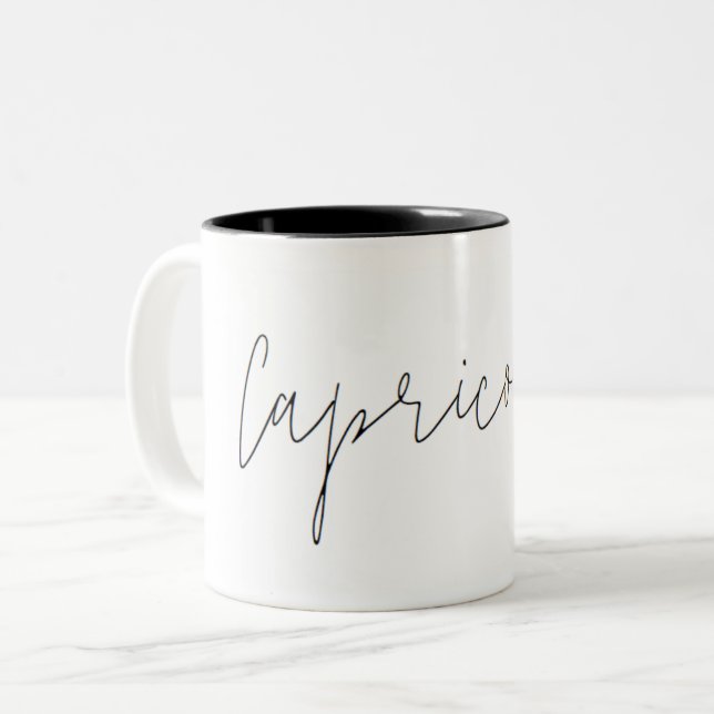 Capricorn Minimalistische Tasse (Vorderseite Links)