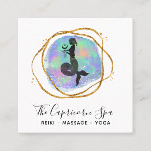 *~* Capricorn Opal Mermaid Gold Rainbow Goddess Quadratische Visitenkarte