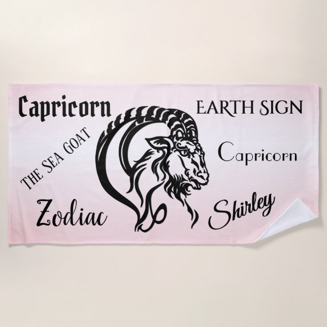 Capricorn Pink Zodiac Strandtuch (Vorderseite)