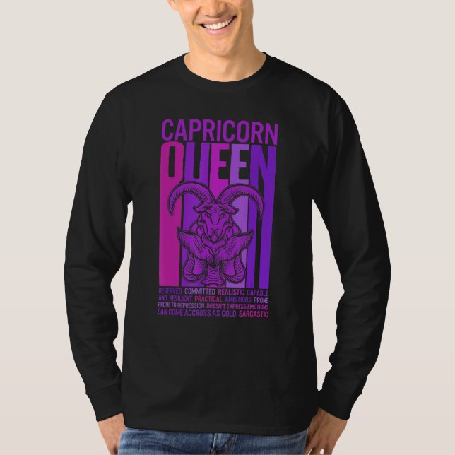 Capricorn Queen Zodiac signieren Lila Frauenhorosk T-Shirt (Vorderseite)