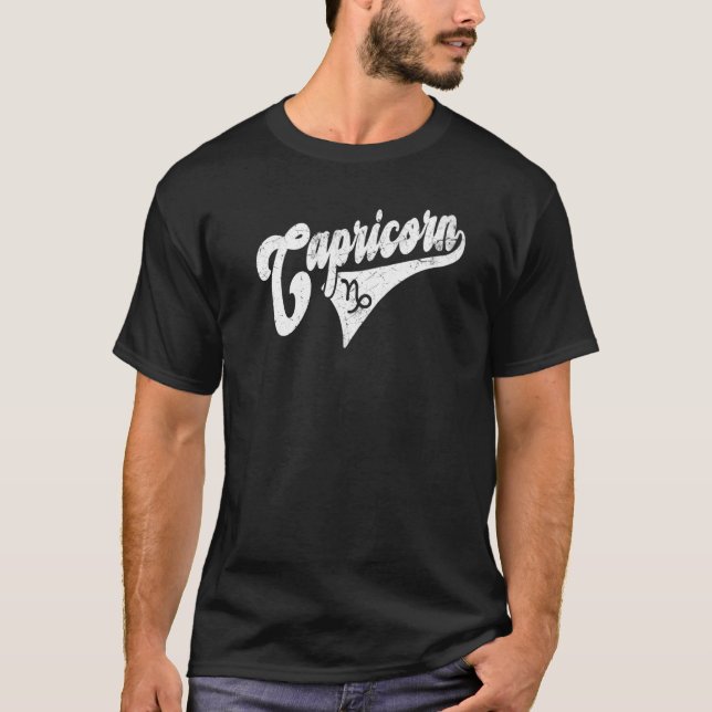 Capricorn Retro Zodiac, Astrology, Horoscope, Capr T-Shirt (Vorderseite)