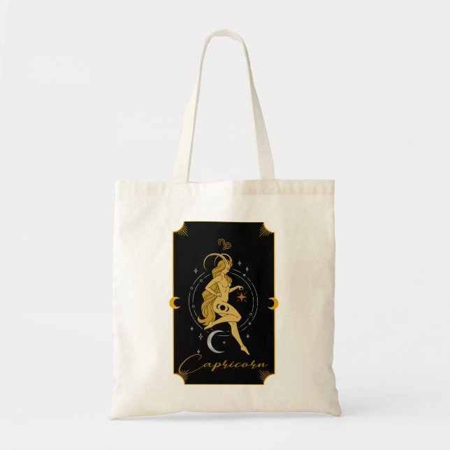 Capricorn Saucy signiert Astrologisches Tote Bag Tragetasche (Vorne)