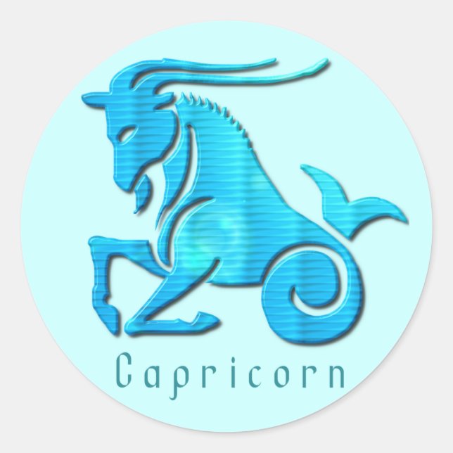 Capricorn Sign Aqua Aufkleber (Vorderseite)