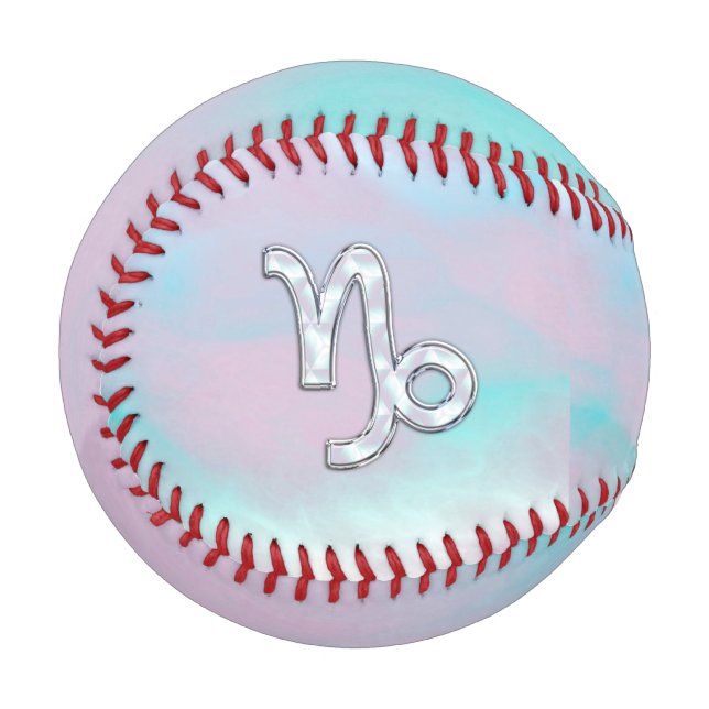 Capricorn Sign auf Mutter von Pearl Nacre Style Baseball (Vorderseite Links)