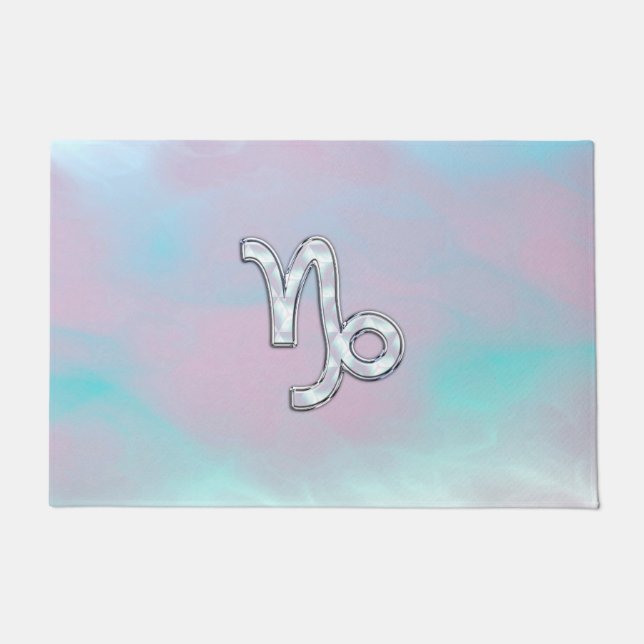 Capricorn Sign auf Mutter von Pearl Nacre Style Fußmatte (Vorderseite)