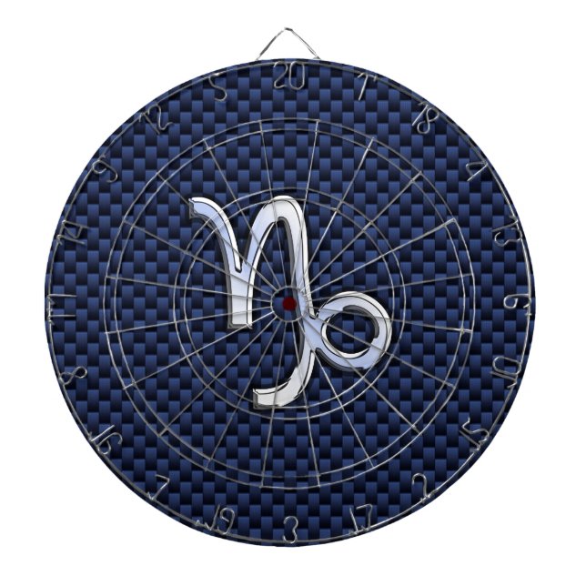 Capricorn Sign Navy Blue Carbon Fibre Style Dartscheibe (vorne)