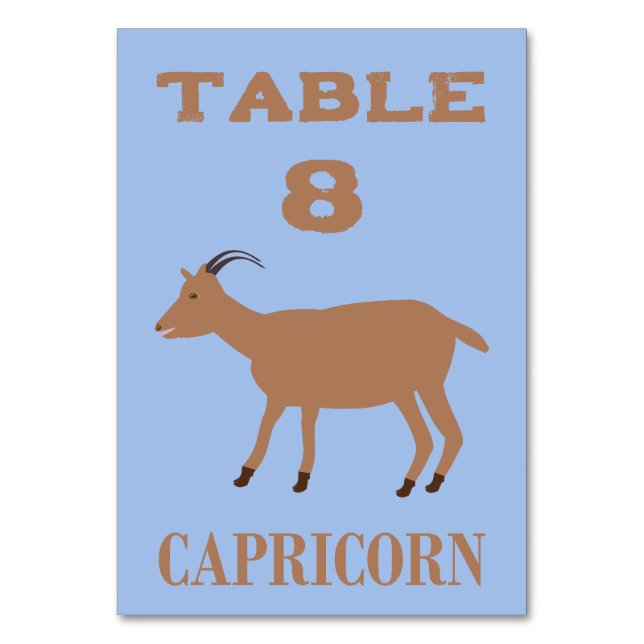 Capricorn Star Sign Goat Custom Tischnummer (Vorderseite)