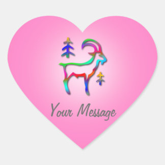 Capricorn Star Sign Rainbow Goat Pink Heart Herz-Aufkleber