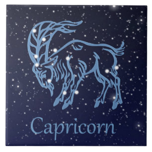 Capricorn-Sternbild und Sternzeichen mit Sternen Fliese