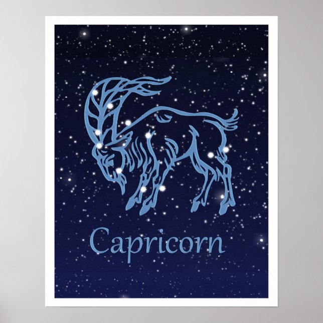 Capricorn-Sternbild und Sternzeichen mit Sternen Poster (Vorne)