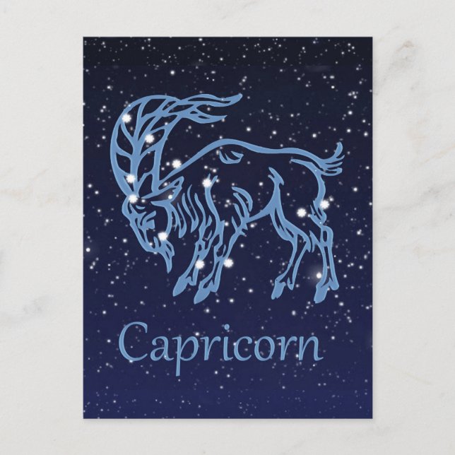 Capricorn-Sternbild und Sternzeichen mit Sternen Postkarte (Vorderseite)