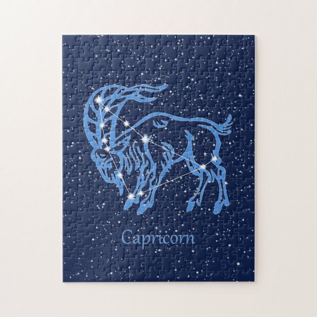 Capricorn-Sternbild und Sternzeichen mit Sternen Puzzle (Vertikal)