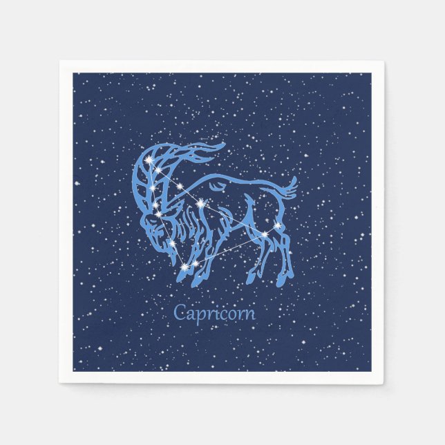 Capricorn-Sternbild und Sternzeichen mit Sternen Serviette (Vorderseite)
