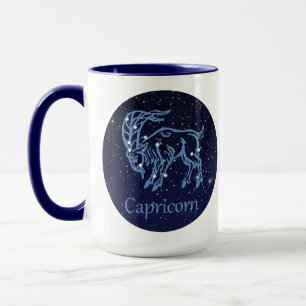 Capricorn-Sternbild und Sternzeichen mit Sternen Tasse