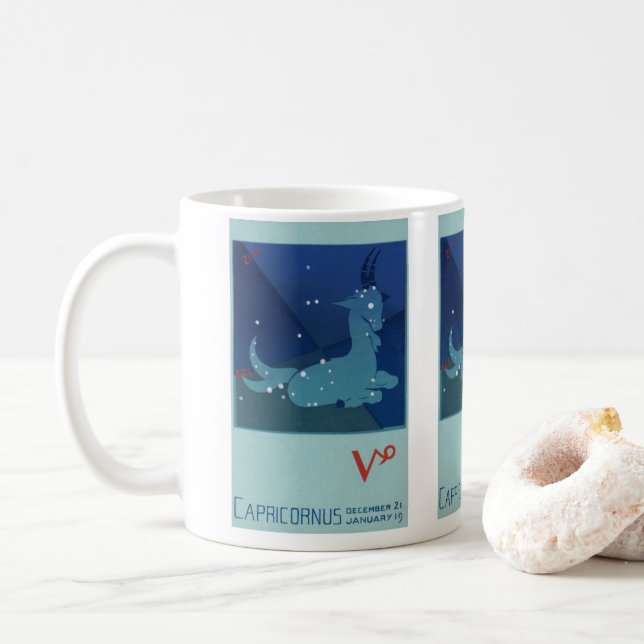 Capricorn-Sternbild, Vintages Zodiak, Astrologie Kaffeetasse (Mit Donut)