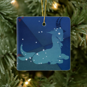 Capricorn-Sternbild, Vintages Zodiak, Astrologie Keramikornament
