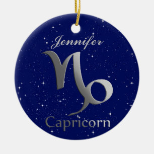 Capricorn Sun Zeichen mit Name Keramik Ornament