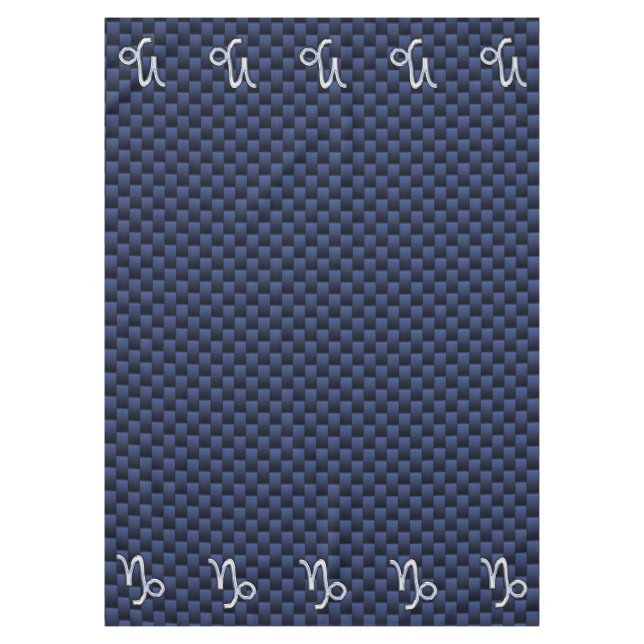 Capricorn Symbol Navy Carbon Fibre Style Tischdecke (Vorderseite)