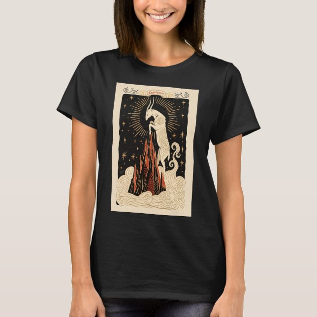 Capricorn - T - Shirt Celestial Zodiac Art (Vorderseite)