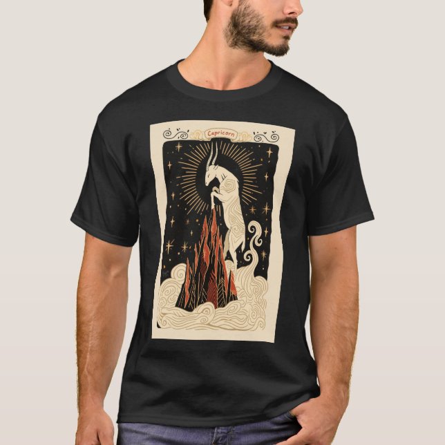 Capricorn - T - Shirt Celestial Zodiac Art (Vorderseite)