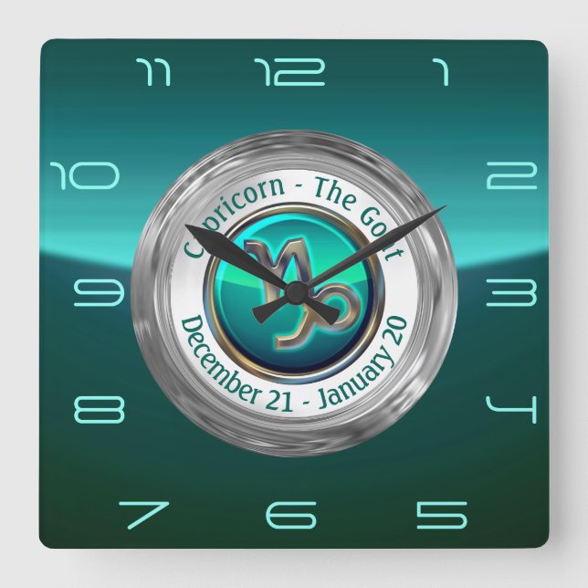Capricorn - The Goat Zodiac Sign Quadratische Wanduhr (Vorderseite)