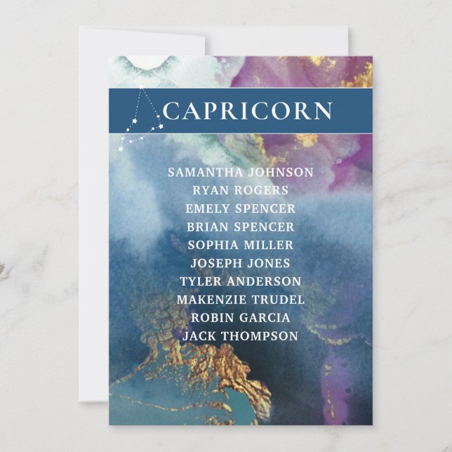 Capricorn Tischnummer Celestial Seating Chart (Vorderseite)