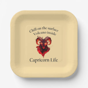 Capricorn Vibes. Geburtstagsschild Pappteller