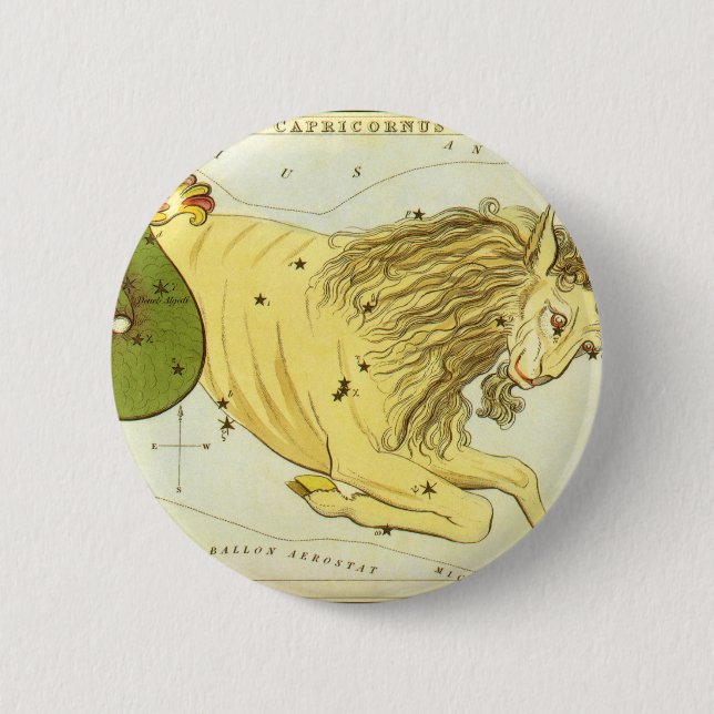 Capricorn Vintag Constellation, Urania-Spiegel Button (Vorderseite)