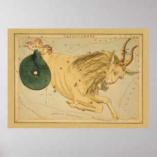 Capricorn - Vintages Zeichen des Zodiac-Bildes Poster