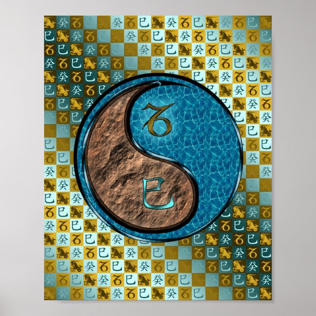 Capricorn & Water Schlange Poster (Vorne)