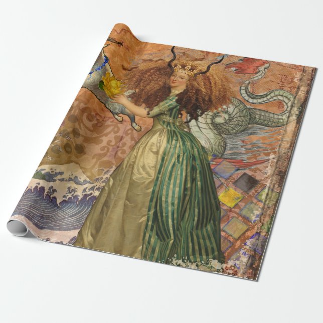 Capricorn Woman Goat Whimsical Fun Geschenkpapier (Ungerollt)