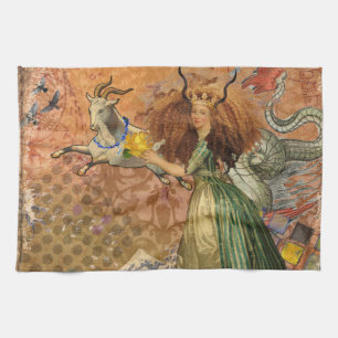 Capricorn Woman Goat Whimsical Fun Handtuch