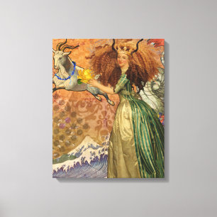 Capricorn Woman Goat Whimsical Fun Leinwanddruck