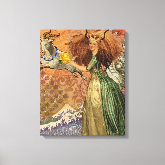 Capricorn Woman Goat Whimsical Fun Leinwanddruck (Vorderseite)