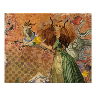 Capricorn Woman Goat Whimsical Fun Poster