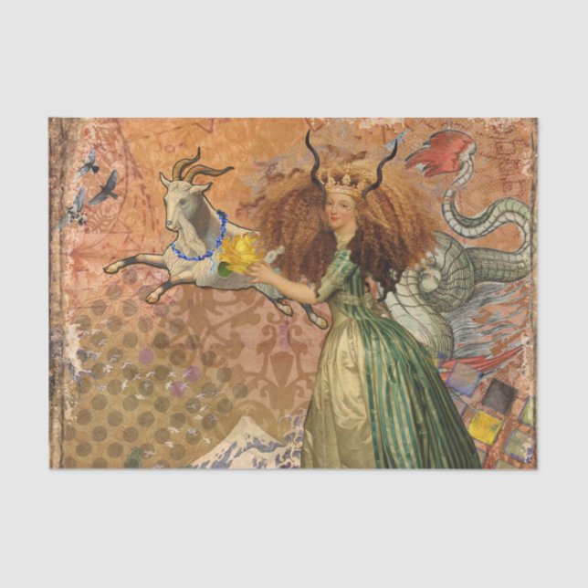 Capricorn Woman Goat Whimsical Fun Seidenpapier (Vorderseite)