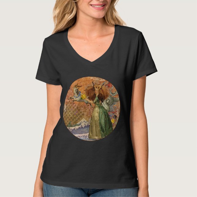 Capricorn Woman Goat Whimsical Fun T-Shirt (Vorderseite)