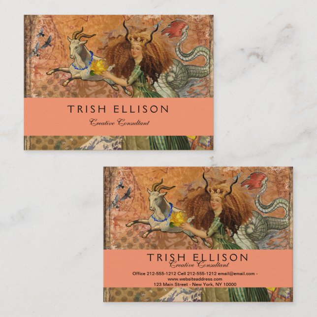 Capricorn Woman Goat Whimsical Fun Visitenkarte (Vorne/Hinten)