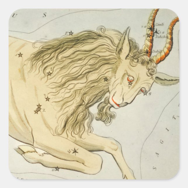 Capricorn, Zehnte astrologische Zodiaka-Zeichen Quadratischer Aufkleber (Vorderseite)