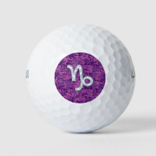Capricorn-Zeichen auf Fuchsia Digital Camouflage Golfball