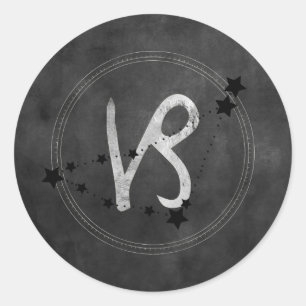 Capricorn-Ziege Zodiac Sternbild schwarz Silber Runder Aufkleber