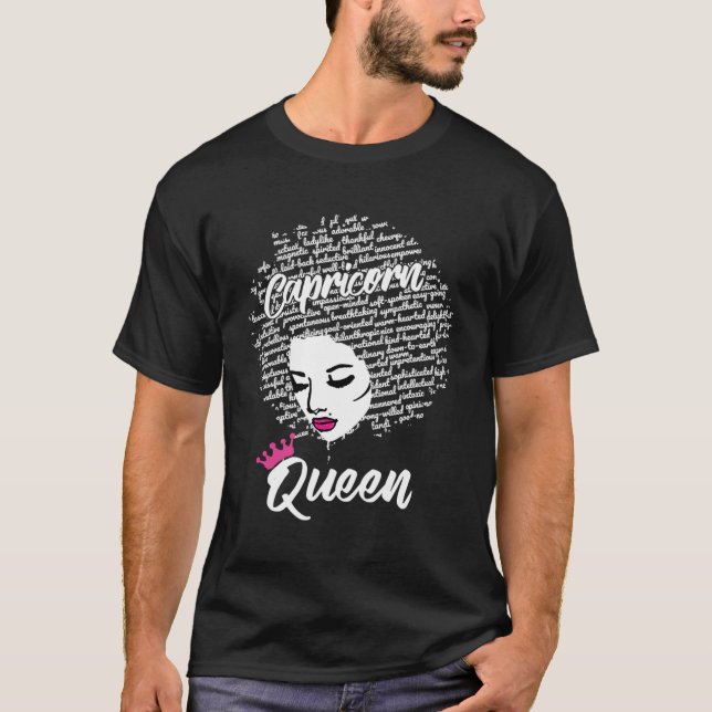 Capricorn Zodiac Afro für schwarz T-Shirt (Vorderseite)
