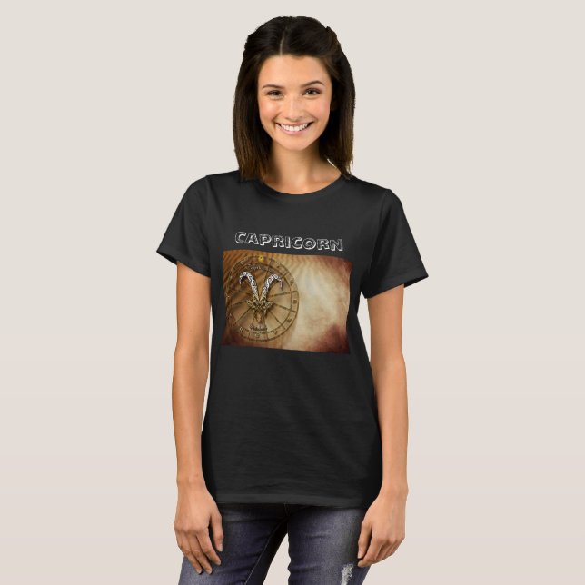 Capricorn Zodiac Astrologie Design T-Shirt (Vorne ganz)