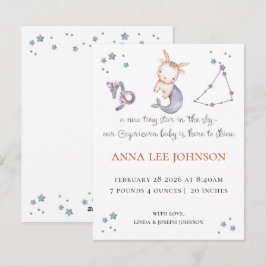 Capricorn Zodiac Birth Announcement Feiertagskarte
