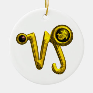 CAPRICORN ZODIAC BIRTHDAY JEWEL BLACK ONYX Gold Keramikornament