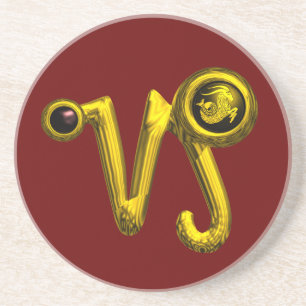 CAPRICORN ZODIAC BIRTHDAY JEWEL Gold, Black Onyx Getränkeuntersetzer