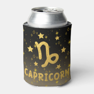 Capricorn Zodiac Black and Gold Can Cooler Dosenkühler