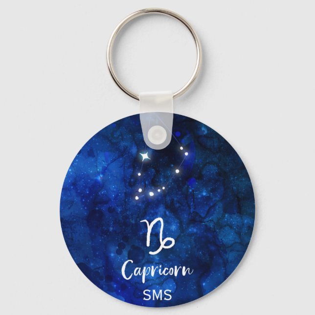 Capricorn Zodiac Constellation Galaxy Sky Monogram Schlüsselanhänger (Vorderseite)