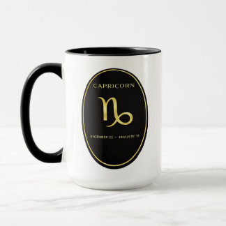 Capricorn Zodiac Gold Oval Emblem Mug | Luxury Ast Tasse